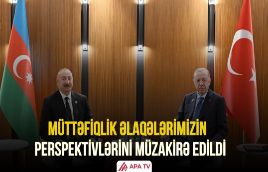 Prezident İlham Əliyevin Bişkekdə Türkiyə Prezidenti Rəcəb Tayyib Ərdoğanla görüşü olub
                                                