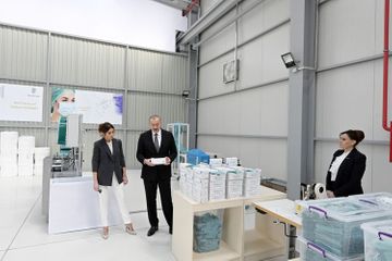 Президент Ильхам Алиев принял участие в открытии предприятия по производству медицинских масок - ОБНОВЛЕНО