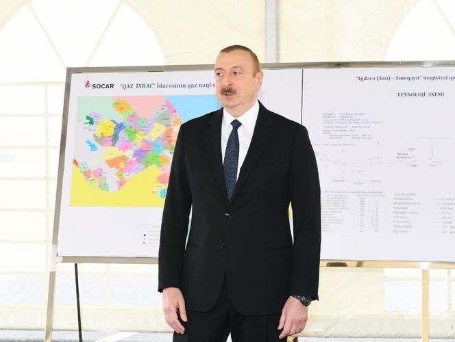 Президент Ильхам Алиев принял участие в открытии магистрального газопровода, проведенного в Сумгайыт - ОБНОВЛЕНО