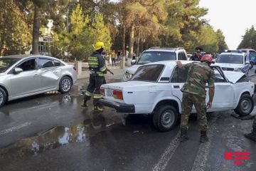 В Ширване столкнулись 3 автомобиля, есть пострадавшие  - ФОТО