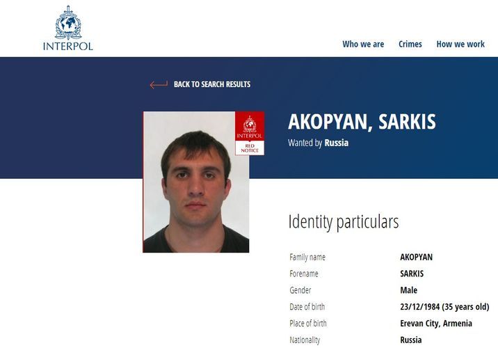 Россия объявила в международный розыск армянина, обвиняемого в похищении людей - ФОТО