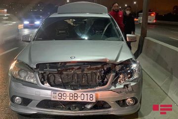 При ДТП на шоссе Баку-Сумгайыт сбиты мотоциклист и собака - ФОТО