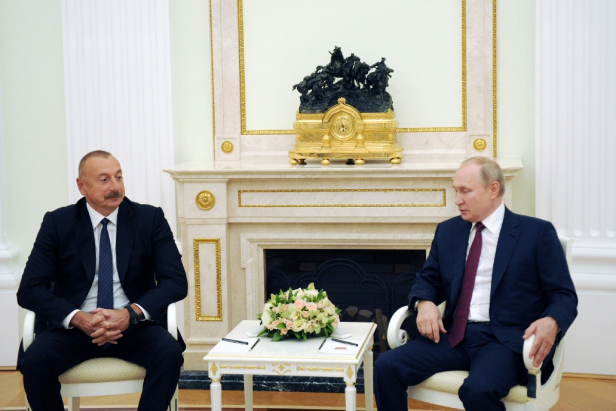 Президент Азербайджана Ильхам Алиев, президент РФ Владимир Путин