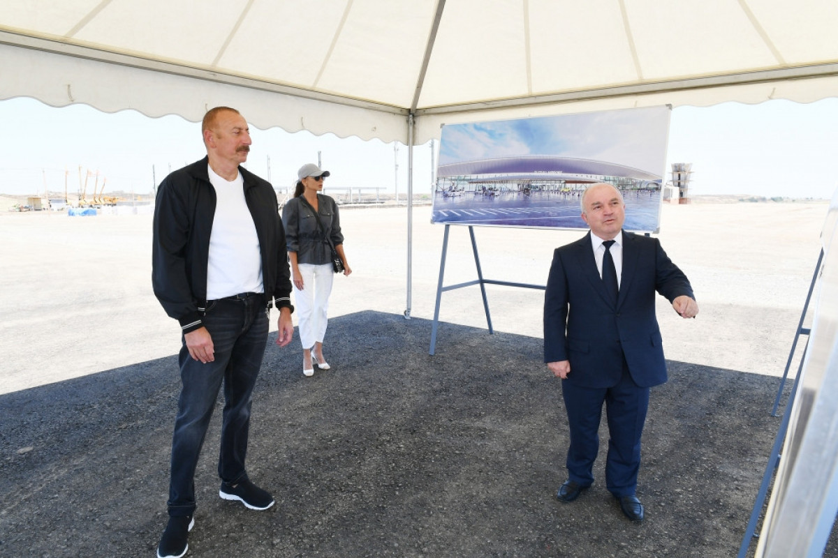 Президент и первая леди ознакомились с ходом строительных работ в Физулинском международном аэропорту-ОБНОВЛЕНО -ФОТО 