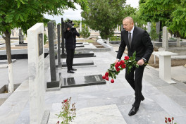 Президент Ильхам Алиев посетил могилы шехидов Отечественной войны в Нахчыване