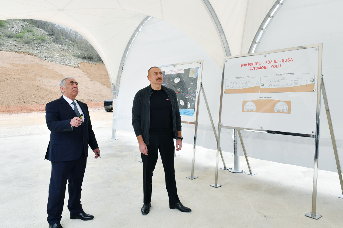 Президент ознакомился со строительством автомобильной дороги Ахмедбейли-Физули-Шуша-ОБНОВЛЕНО -ФОТО 