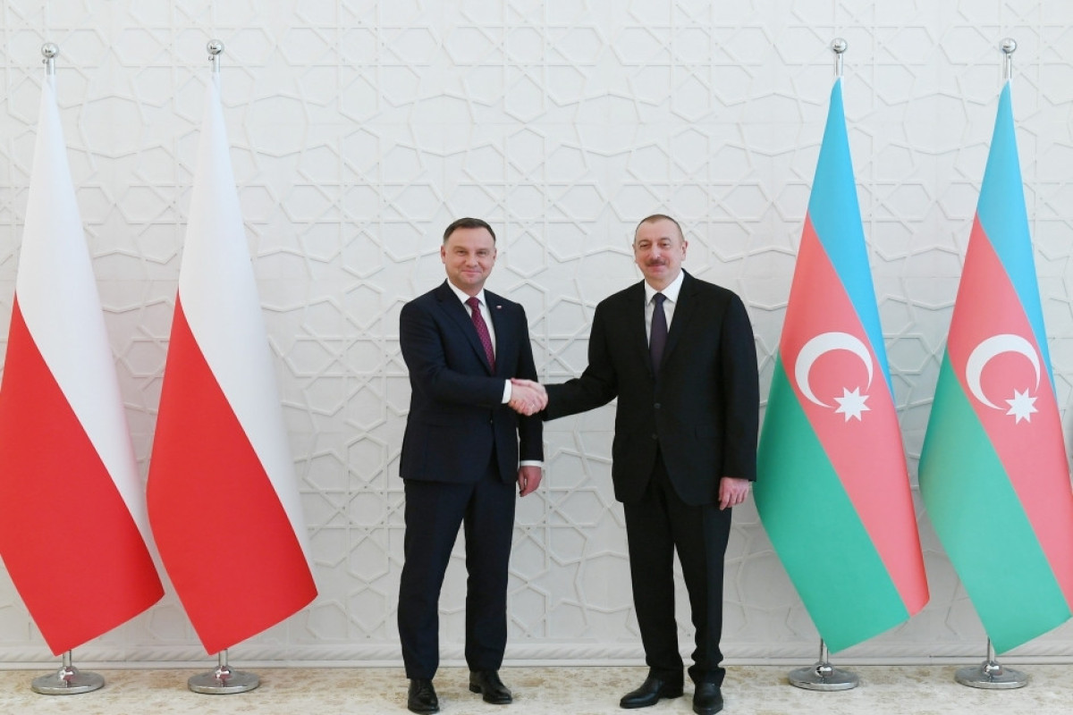Президент Польши Анджей Дуда и Президент Азербайджанской Республики Ильхам Алиев