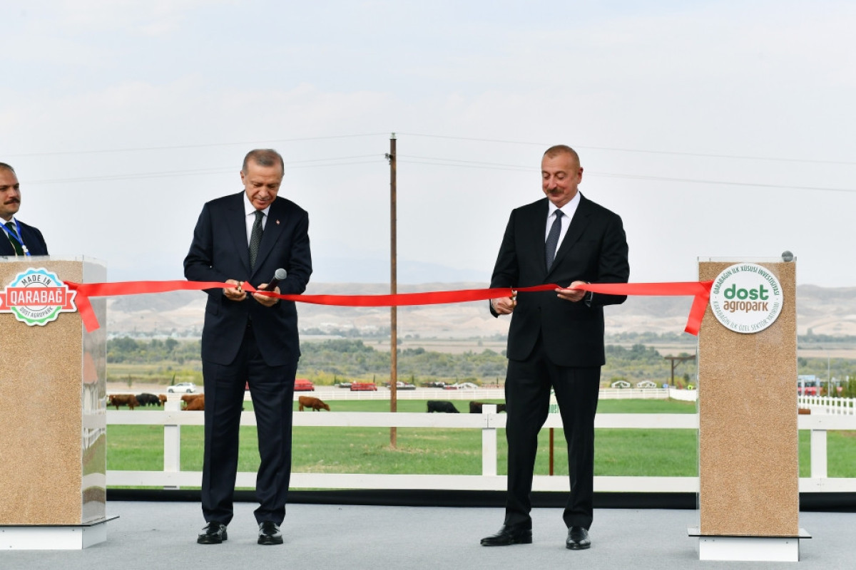 Президенты Азербайджана и Турции приняли участие в открытии I этапа «Dost Aqropark» в Зангилане