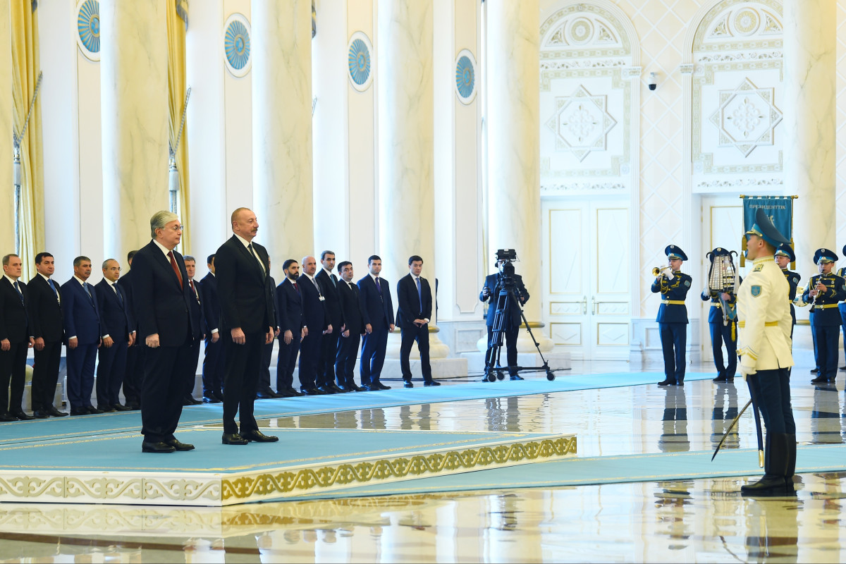 Церемония официальной встречи Президента Азербайджана в Астане