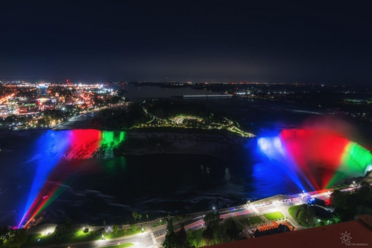 Ниагарский водопад окрасился в цвета азербайджанского флага-ФОТО -ВИДЕО 