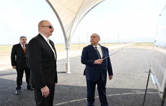 Президент Ильхам Алиев принял участие в открытии автодороги в Гаджигабульском районе
