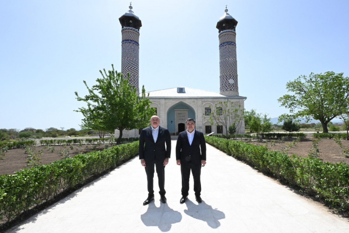 Лидеры Азербайджана и Кыргызстана в Агдаме приняли участие в открытии Джума мечети после реставрации-ОБНОВЛЕНО-1 