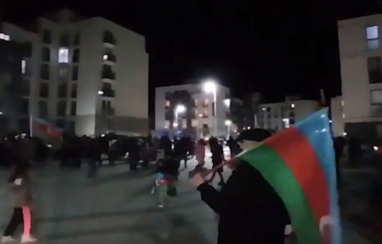 Жители города Физули празднуют победу Президента Ильхама Алиева