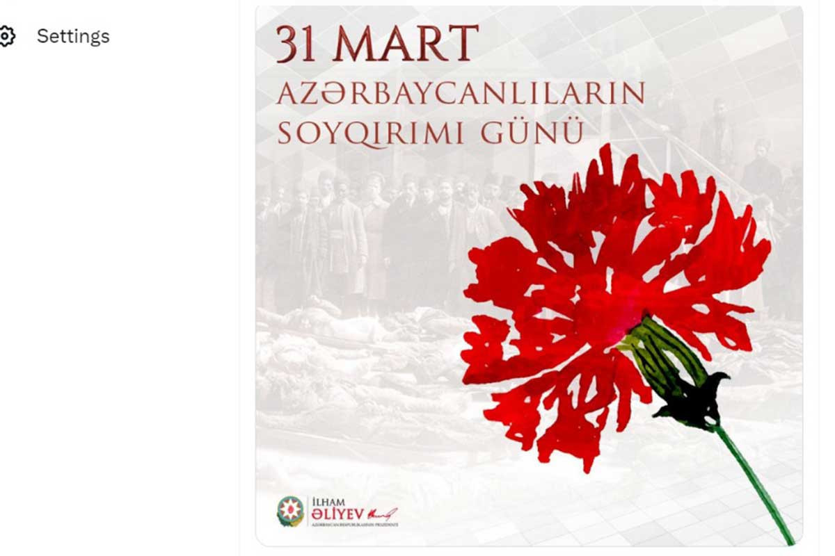 Президент Ильхам Алиев поделился публикацией в связи с Днем геноцида азербайджанцев