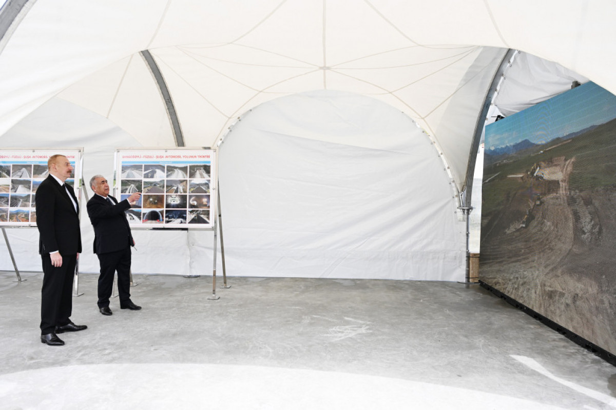 Президент ознакомился с работами, проделанными на автодороге Ахмедбейли-Физули-Шуша, принял участие в открытии первого тоннеля-ОБНОВЛЕНО 