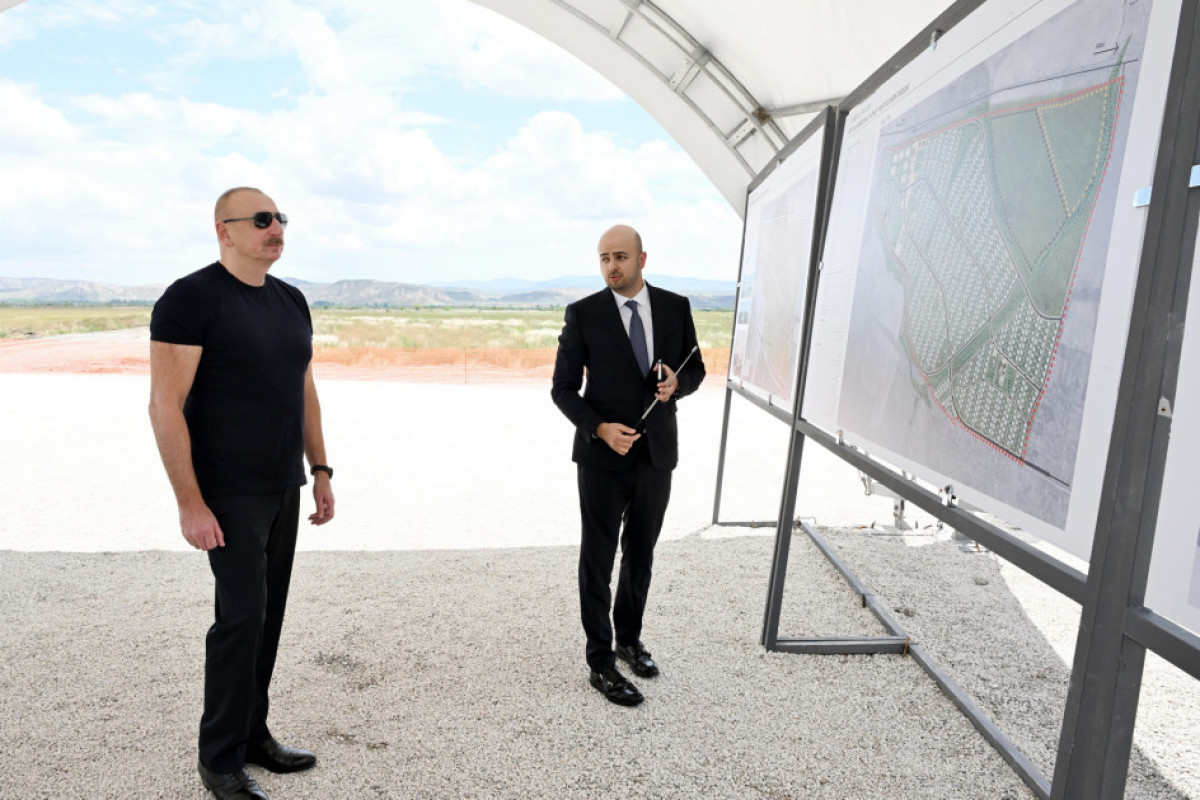 Президент Ильхам Алиев заложил фундамент сел Беюк Марджанлы, Кархулу и Сарыджаллы Джабраильского района