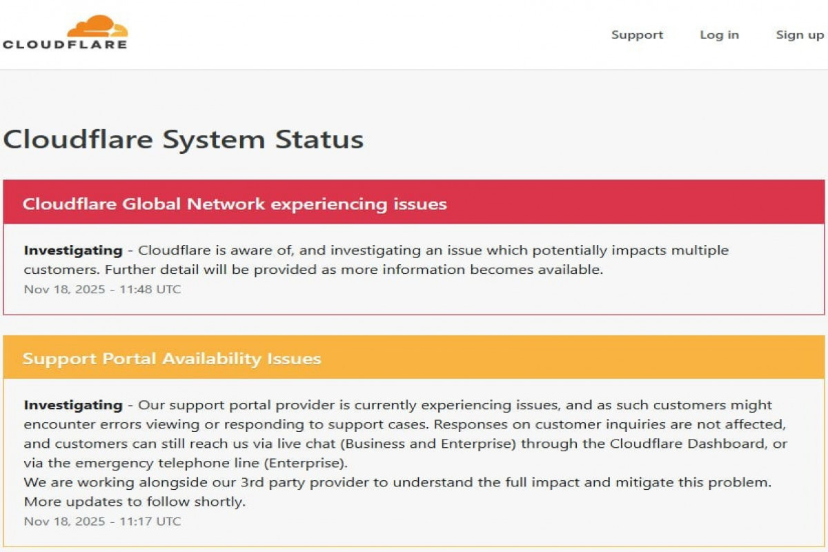 Глобальный сбой в Cloudflare: Во многих странах мира, включая Азербайджан, ограничен доступ к ряду сайтов