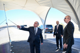 Президент Азербайджана принял участие в церемонии открытия автодороги, ведущей к СЭС «Шафаг» в Джабраильском районе