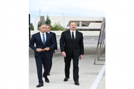 Президент Ильхам Алиев принял участие в открытии Гянджинского автопарка ООО BakuBus