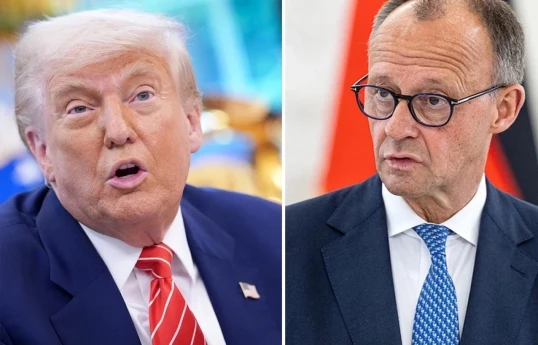 Президент США Дональд Трамп, канцлер Германии Фридрих Мерц