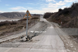 На автодороге Шамахы–Гонагкенд произошёл оползень — ФОТО 