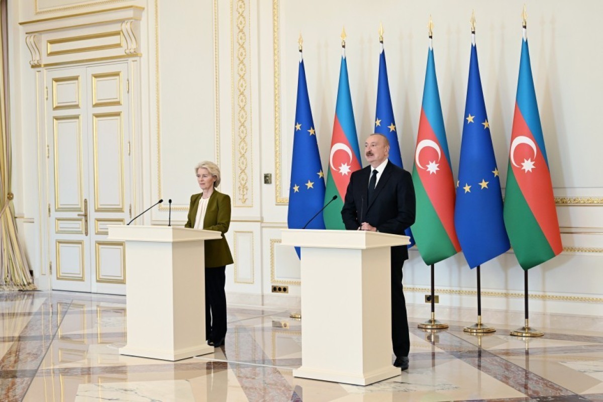 Президент Европейской комиссии Урсула фон дер Ляйен, Президент Азербайджана Ильхам Алиев