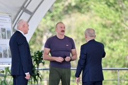 Президент Ильхам Алиев заложил фундамент водохранилища Хакаричай в Лачине