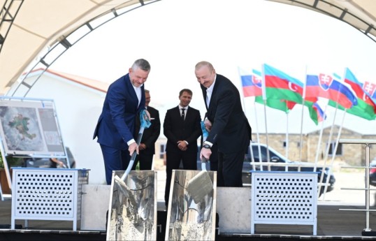 Президенты Азербайджана и Словакии ознакомились с работами, проводимыми в селе Баш Гарвенд Агдамского района, был заложен фундамент здания школы-ФОТО 