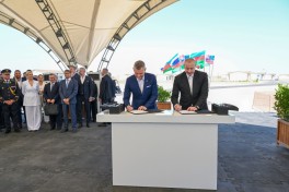 Президенты Азербайджана и Словакии ознакомились с работами, проводимыми в селе Баш Гервенд Агдамского района, был заложен фундамент здания школы-ФОТО 