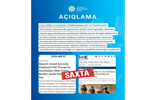 MEDİA: Утверждения об использовании территории Азербайджана в израильско-иранской войне являются дезинформацией