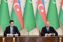 Президенты Азербайджана и Туркменистана выступили с заявлениями для прессы-ФОТО 