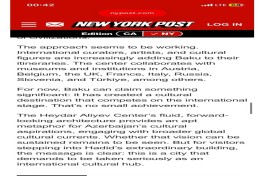 Издание New York Post написало о превращении Центра Гейдара Алиева в международный центр искусства