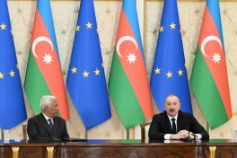 Президент Ильхам Алиев и Антониу Кошта выступили с заявлениями для прессы