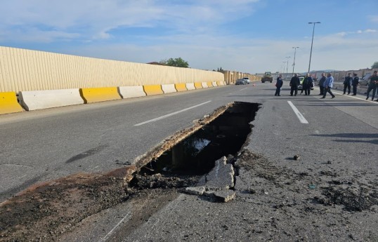 На мосту на автодороге Баку–Алят–Газах–Грузия произошло обрушение, движение ограничено - ФОТО 