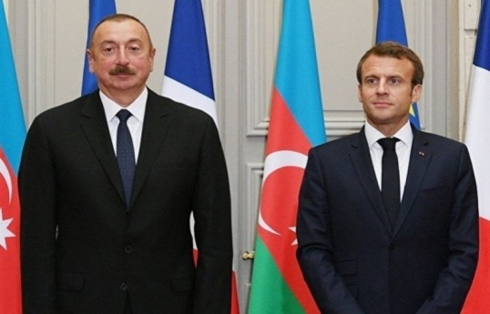 Президент Азербайджана Ильхам Алиев, Президент Французской Республики Эмманюэль Макрон