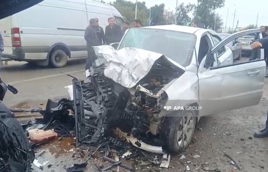 В Агстафинском районе столкнулись два автомобиля, есть пострадавший — ФОТО 