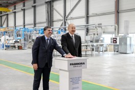 Президент Ильхам Алиев принял участие в открытии предприятия по производству бумажной и гигиенической продукции в Гарадагском районе